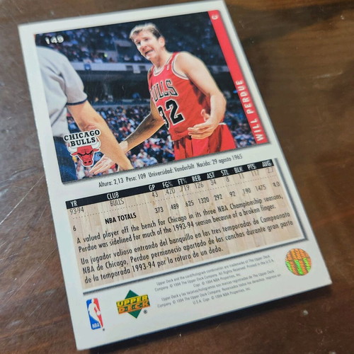 1994-95 Upper Deck Collector's Choice International Spanish Card Will Perdue like new