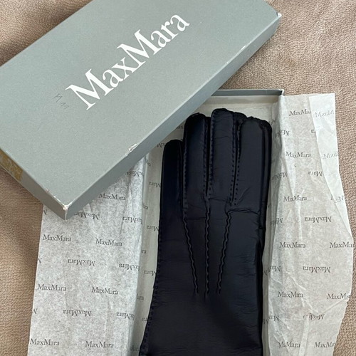Max Mara gloves new, blue, leather with wool lining