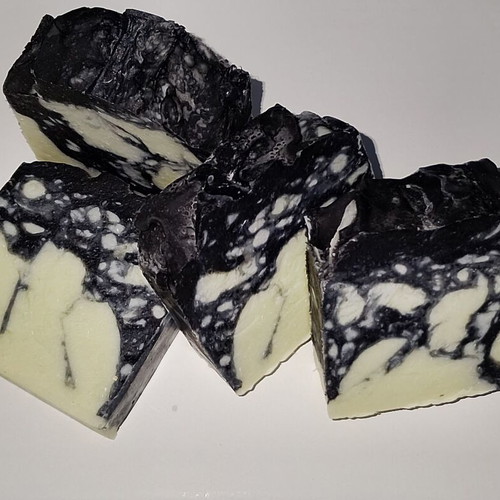 Handmade soap with activated charcoal, witch hazel, olive oil, castor oil, coconut oil & shea butter