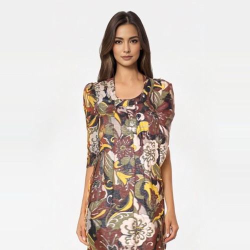 H&M premium dress with multicolored baroque floral print like new