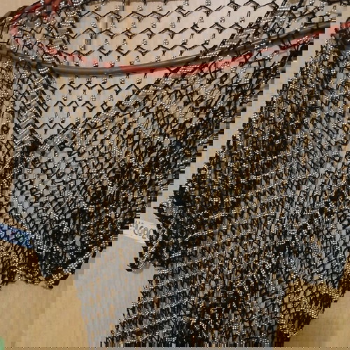 Ζακετάκι κοντό μανίκι χειροποίητο πλέγματος με χάντρες σαν καινούργιο