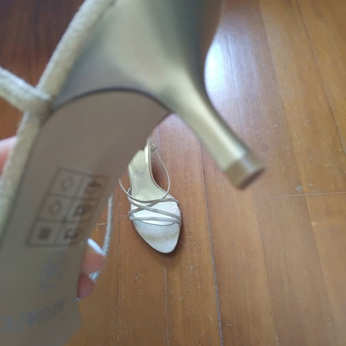Migato suede sandals low heel new, beige and gold