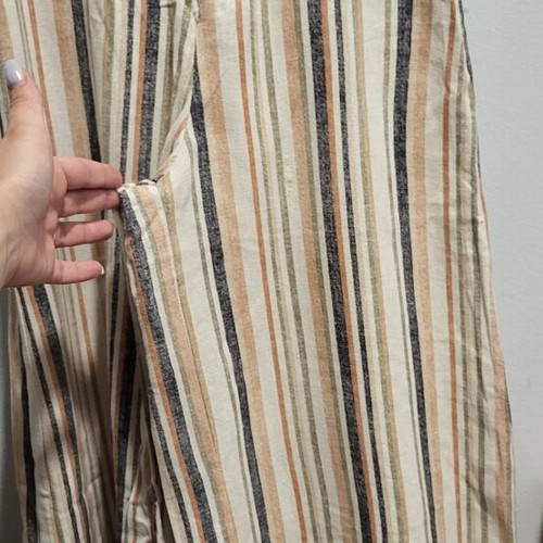 Stradivarius wide-leg striped linen pants like new, beige