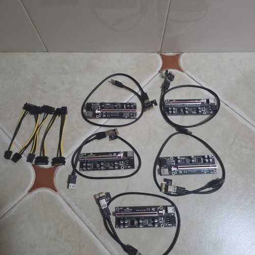 Professional PCI-E Riser VER009S-PLUS pack of 5, USB 3.0, 8 capacitors
