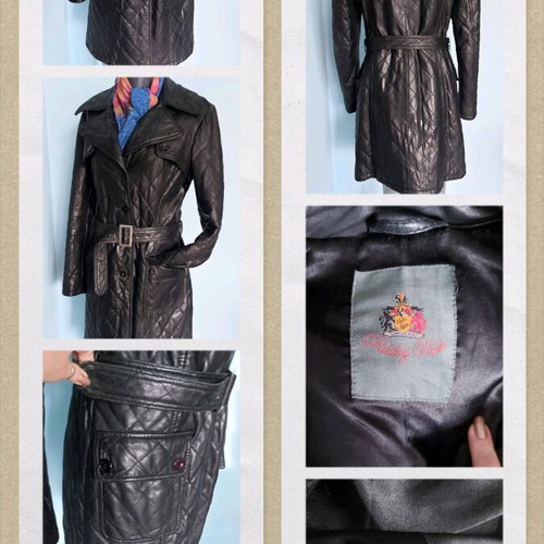 Paisley Park women's quilted leather coat used, black