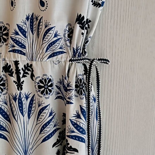 H&M Linen Summer Dress Like New, White and Blue