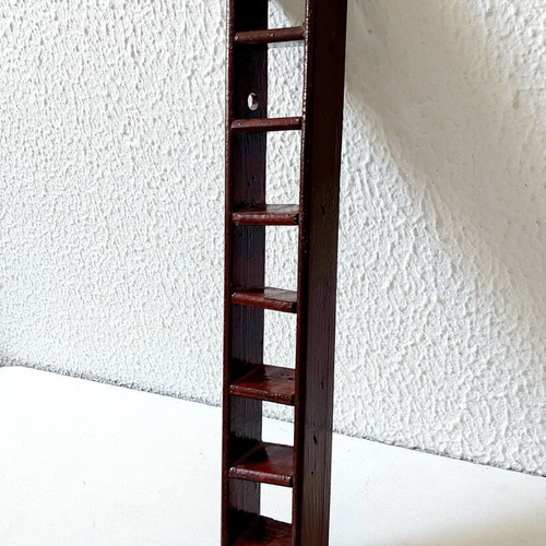Handmade wooden miniature ladder used, 39 cm