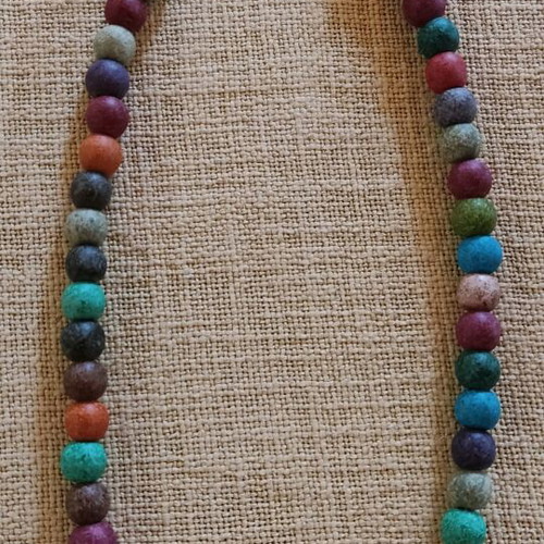 Handmade long necklace with ceramic beads like new, colorful