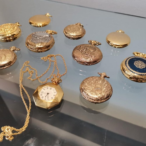 Pocket watches used, collection of 10 replicas, metal