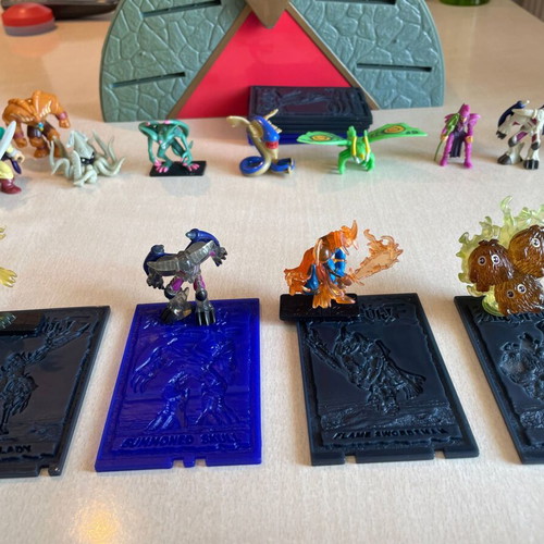 Vintage Yu-Gi-Oh! Mattel 2002 collectible lot, used, 13 figures and cards with arena