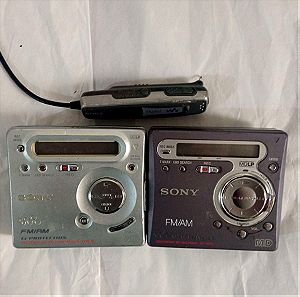 2  Sony mini disc Walkman players και 1 FM/AM remote για ανταλλακτικά ή επισκευη