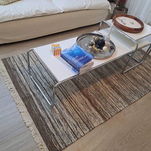 Flat Weave Rug like new 117x185 cm in warm beige tones