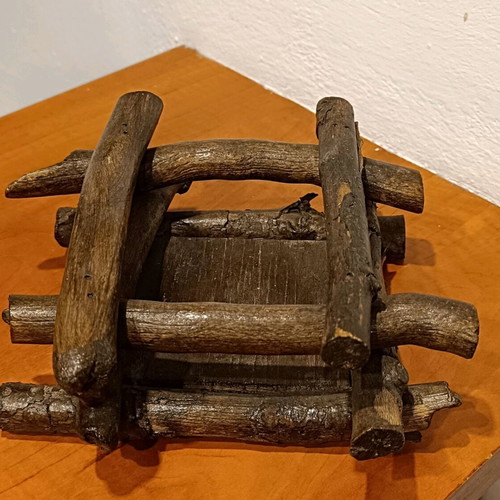 Candlestick with like-new candle made of driftwood, 20×18 cm