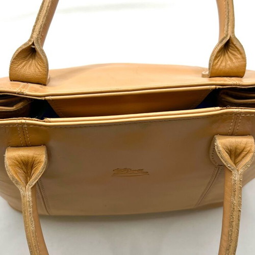 Дамска чанта Longchamp Roseau от бежова кожа употребявана