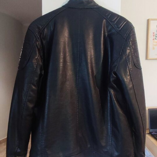 Biston men's biker jacket medium, like new, faux leather black