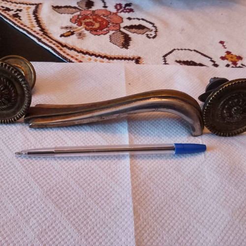Antique brass door handle and two used wardrobe knobs 1920-1940