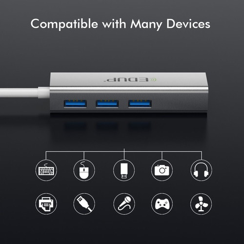 EDUP EP-9801 Type-C LAN adapter with 3 USB 3.0 ports made to order