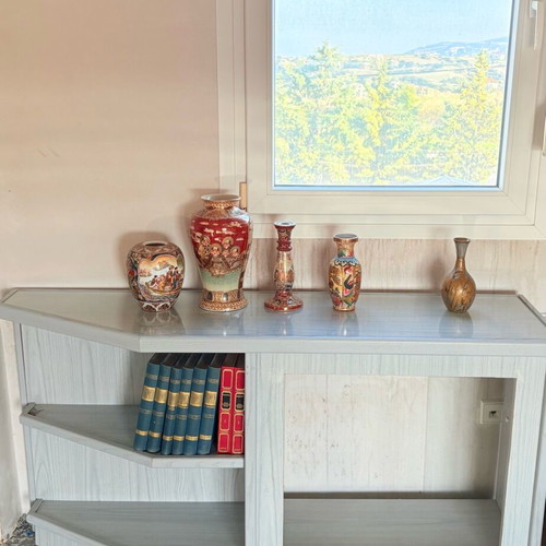Furniture used gray-blue with glass, length 1.50 m