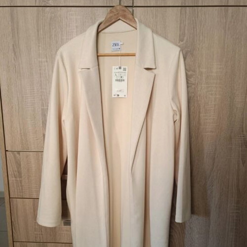 Zara Faux Suede Long Coat, beige