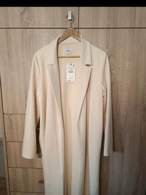 Zara Faux Suede Long Coat, beige