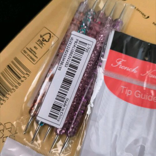 French manicure and pedicure guide with brush and pen new