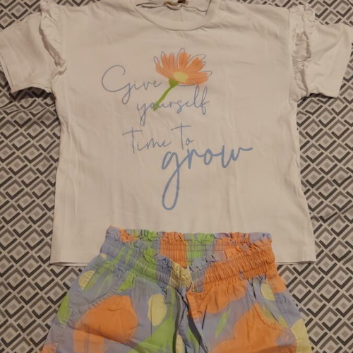Grata summer set for girls with shorts, multicolored