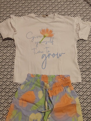 Grata summer set for girls with shorts, multicolored
