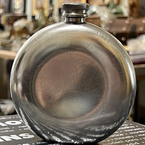 Sheffield Rose English Pewter flask used, about 10cm