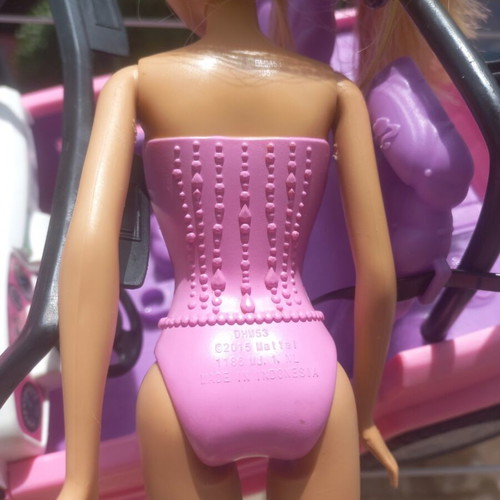 Barbie Princess Gem doll and pink jeep Mattel used set