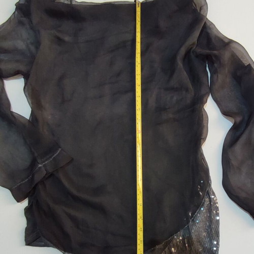 Silk-Viscose Top new, cloudy grey, XS/S with sequin detail