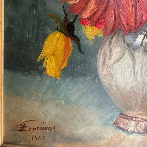 Zlatanis Flowers Oil Painting on Canvas 60x70cm Exterior Like New