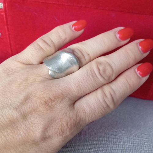 Silver 925 matte ring new, large