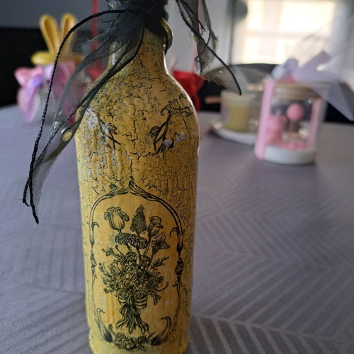 Decorative bottle new with decoupage technique