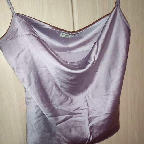 Blouse used purple satin with neckline details size L