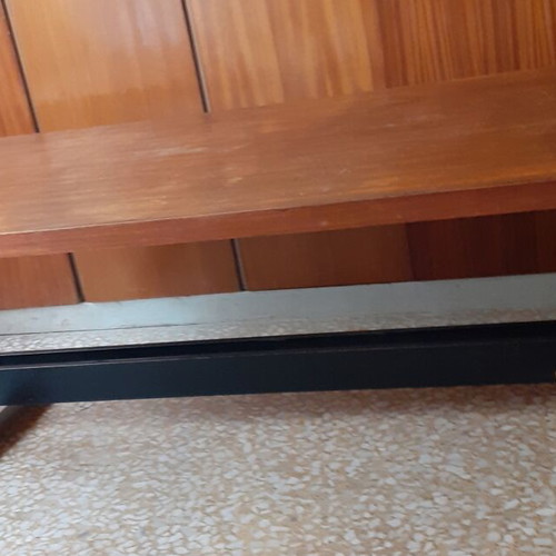 Tsousoglou office desk, wooden with metal legs, 1970s
