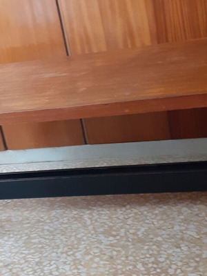 Tsousoglou office desk, wooden with metal legs, 1970s