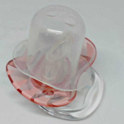 Silicone pacifier with cap and cat design like new, pink