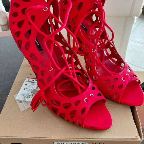 Zara sandals red, size 41, suede-like, like new