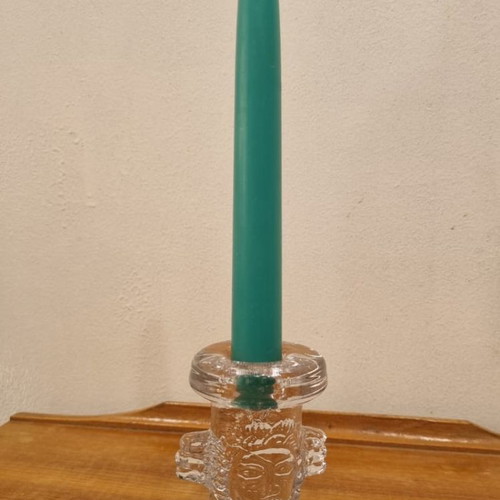 Crystal angel figurine and candle holder Bertil Vallien Kosta Boda used