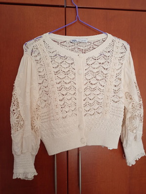 Zara crop ζακετάκι σαν καινούργιο, μπεζ, 3/4 μανίκι