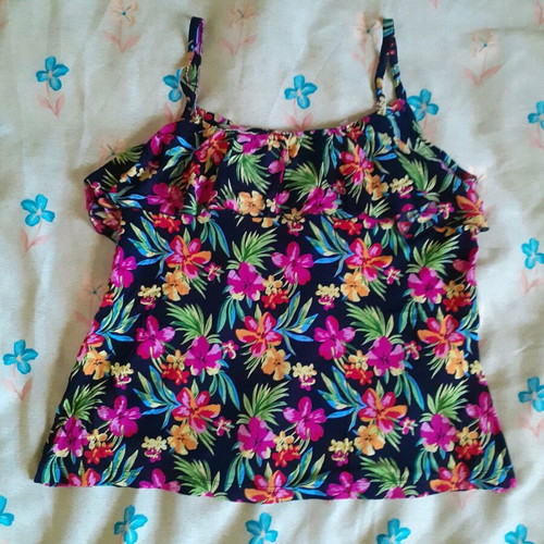 Peacocks summer blouse like new, black with floral design, size 8