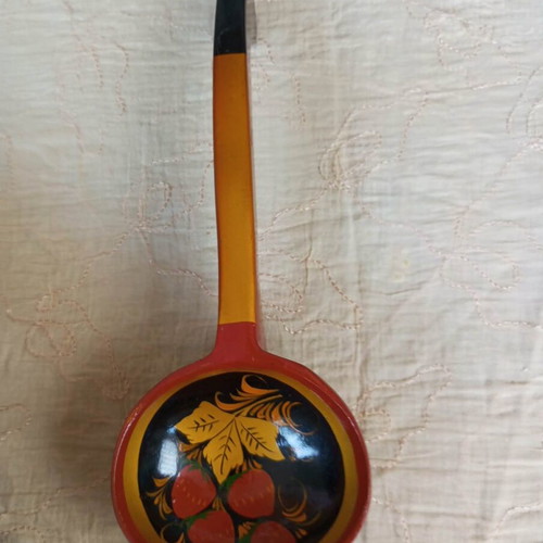 Wooden decorative spoon like new, hand-carved and hand-painted lacquered