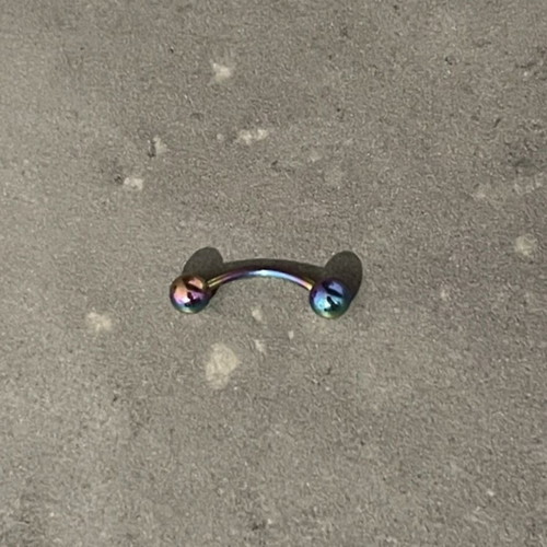 Rainbow curved barbell new, multicolor earring with screw balls