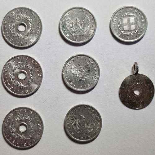 10 Drachma Coins 10 Lepta used, set of 7 pieces