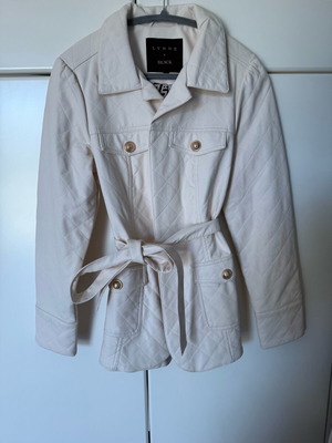 Lynne Quilted Faux Leather Jacket with Belt like new, white