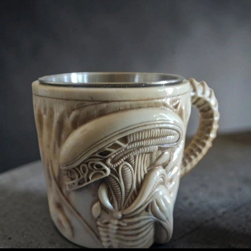 Alien embossed resin mug