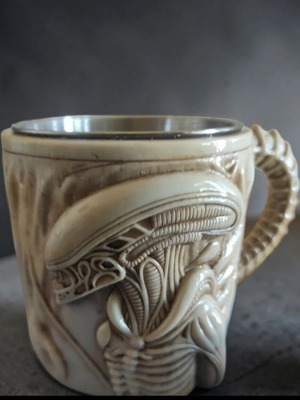 Alien embossed resin mug