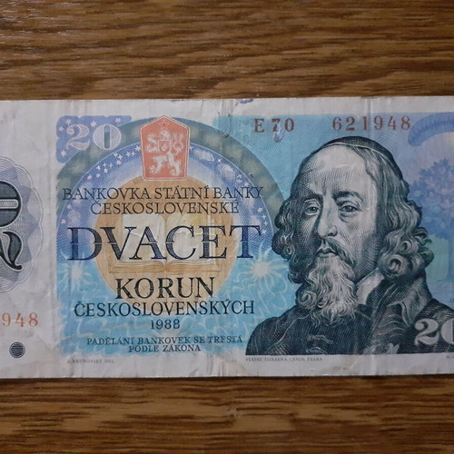 Czechoslovakia 20 Korun banknote 1988 used