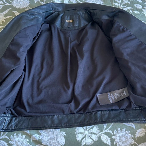 Maje leather jacket new, black, studded details