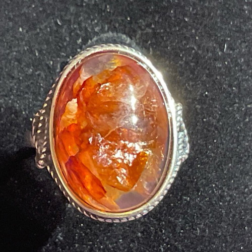 Fire Quartz Silver Ring one size